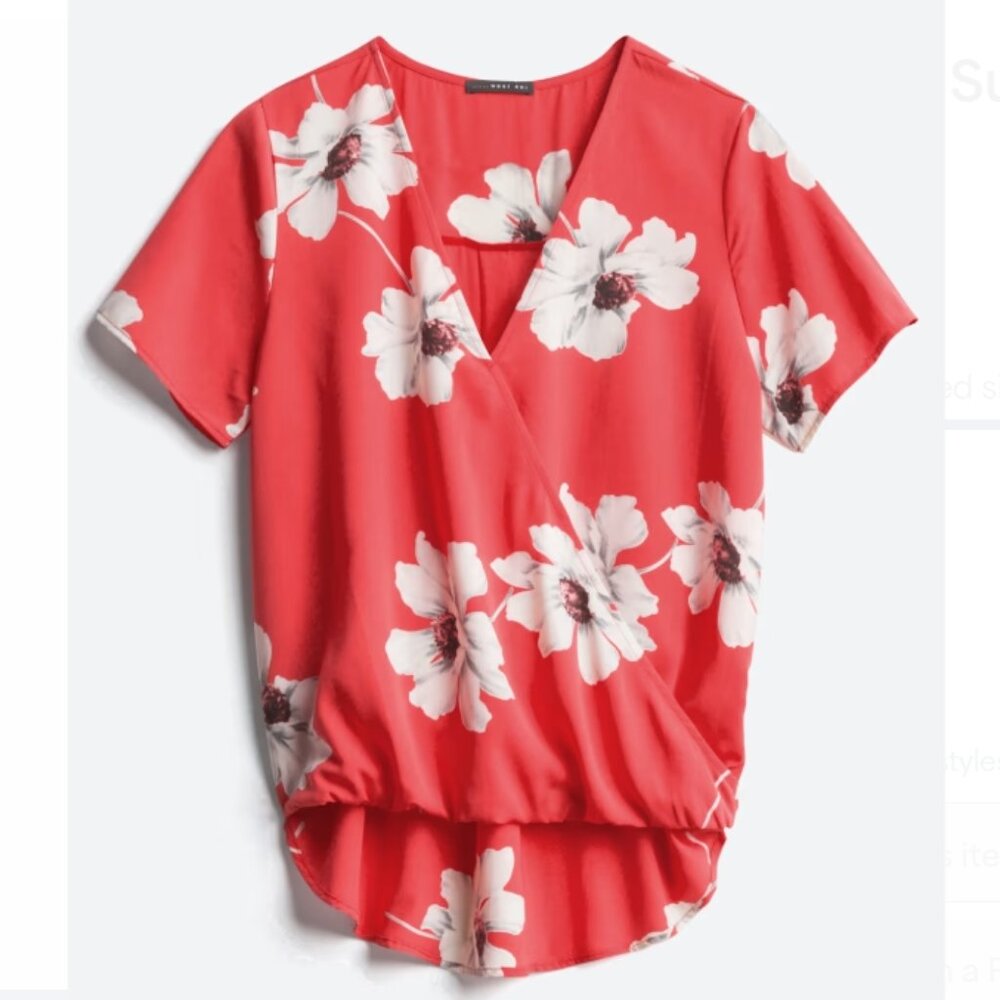 WEST KEI Kristeni Surplice Blouse - Coral - L